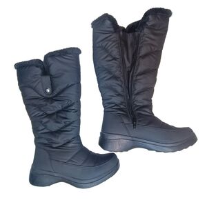 London Fog Black Quilted Waterproof Winter Boots Size 8